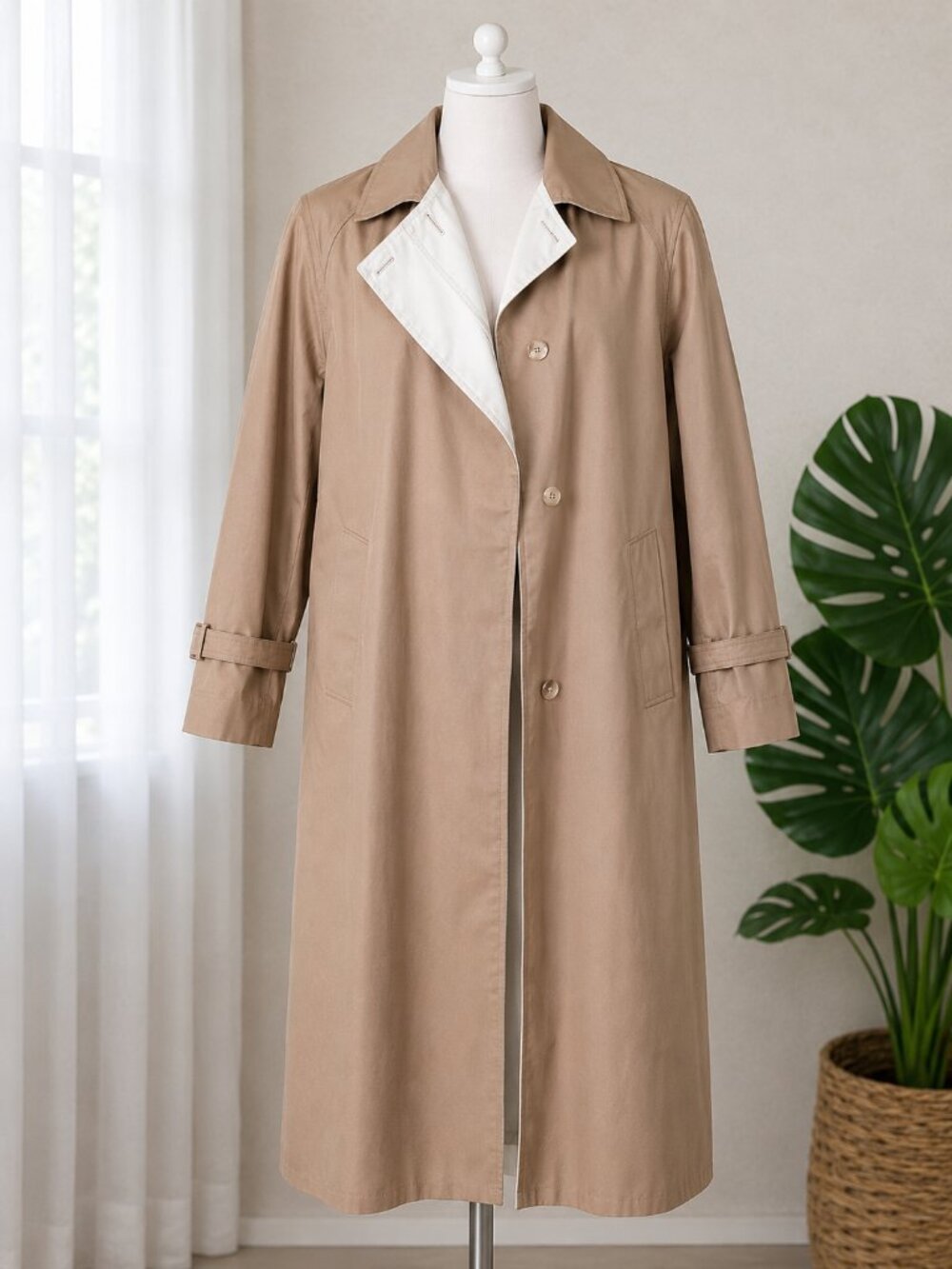 Vintage ICI Tan Trench Coat – Women’s Size 8 – Made in Poland, Classic Style
